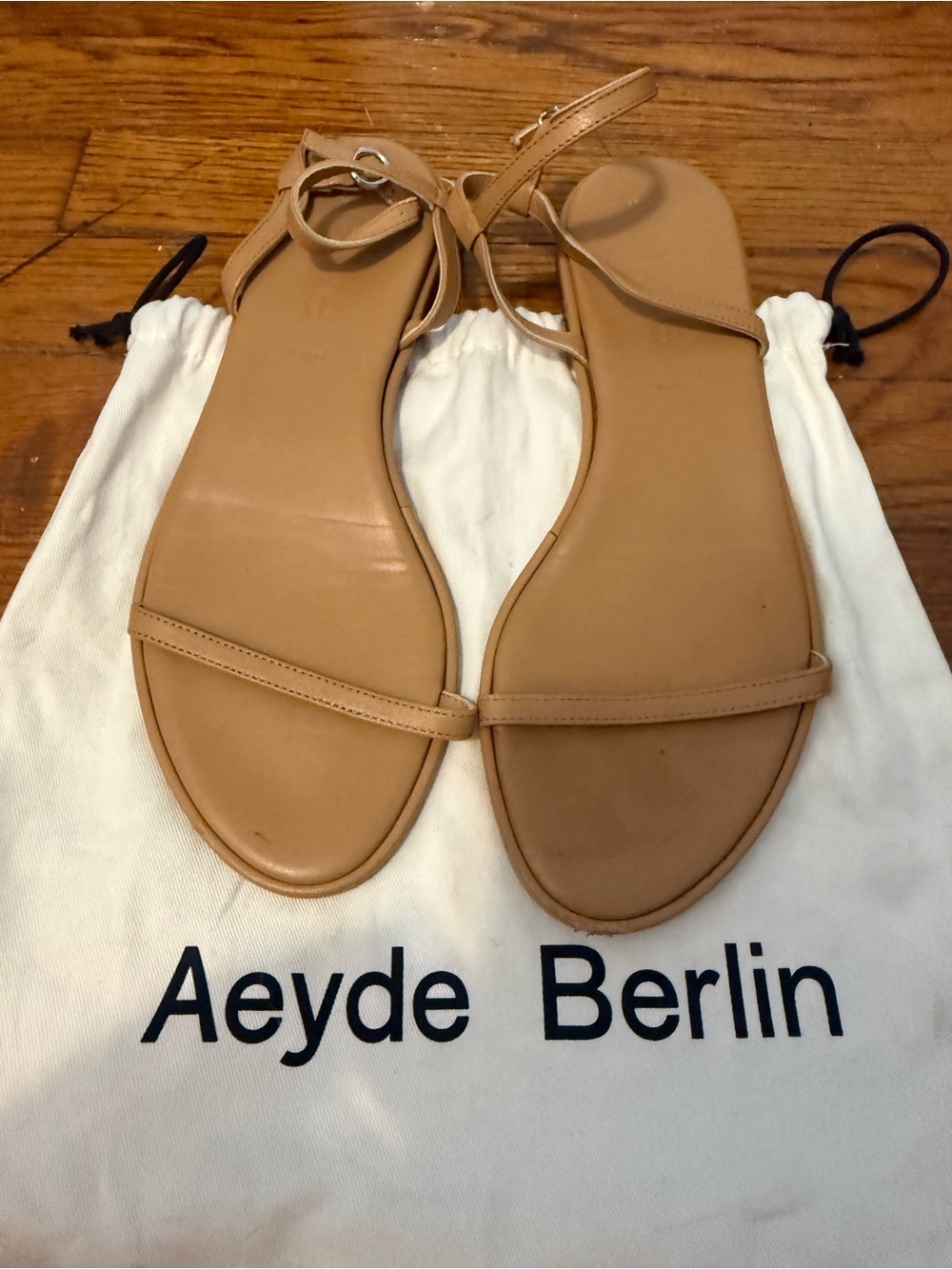 Aeyde Nettie Leather Strap Sandals in tan!